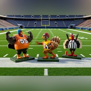 Complete Robert Stanley Football Turkey Trio - Referee, Running Back & Strongman